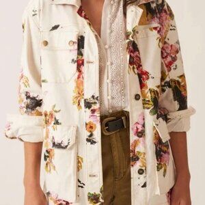 Anthropologie Pilcro The Wanderer Jacket (White Floral Denim)